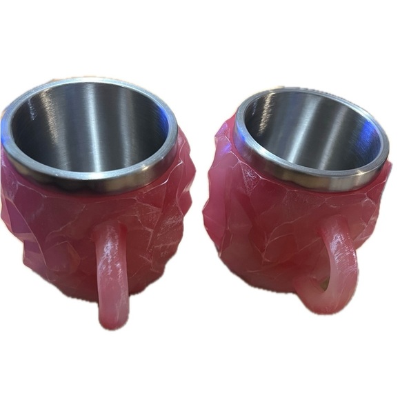 Pink Geometric Mugs with Stainless Steel Interior - Picture 1 of 6